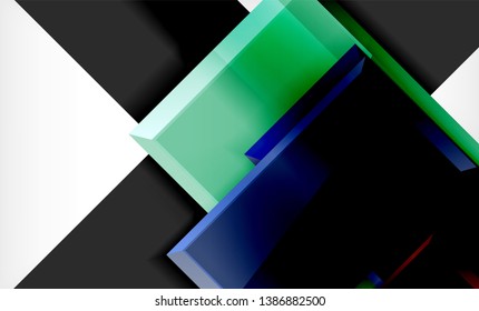 Bright colorful square shape blocks geometrical background, vector modern template