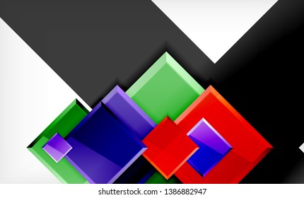 Forma cuadrada de color brillante bloques de fondo geométrico, plantilla vectorial moderna