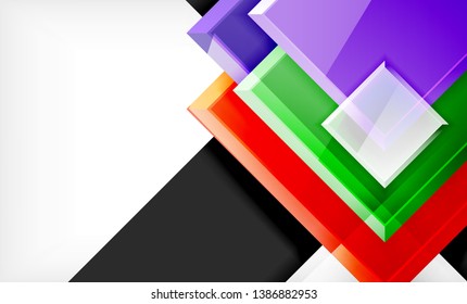 Bright colorful square shape blocks geometrical background, vector modern template