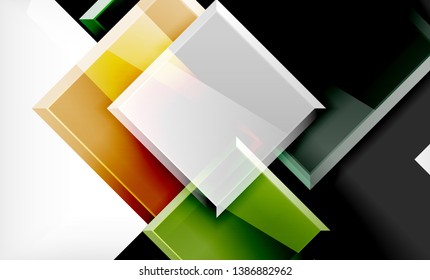 Bright colorful square shape blocks geometrical background, vector modern template