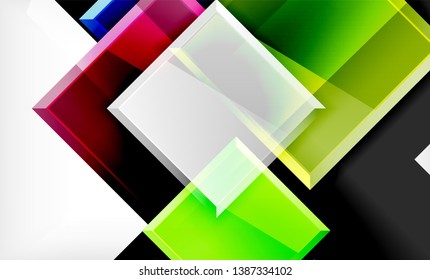 Bright colorful square shape blocks geometrical background, vector modern template