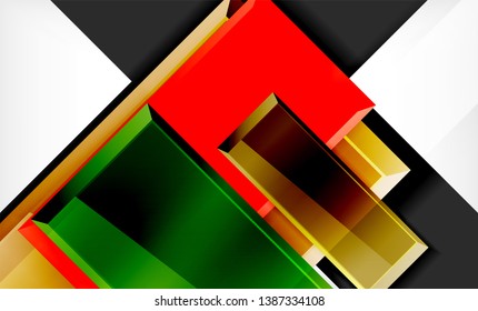 Bright colorful square shape blocks geometrical background, vector modern template