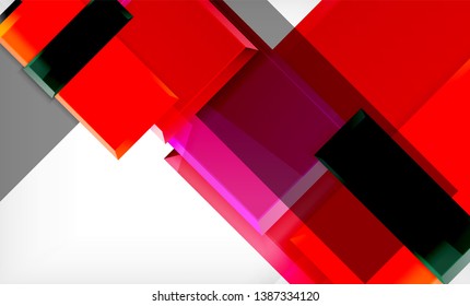 Forma cuadrada de color brillante bloques de fondo geométrico, plantilla vectorial moderna
