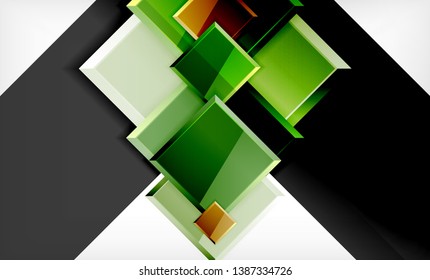 Bright colorful square shape blocks geometrical background, vector modern template