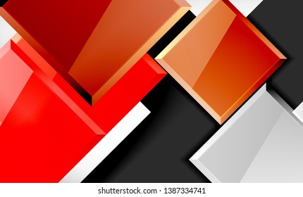 Forma cuadrada de color brillante bloques de fondo geométrico, plantilla vectorial moderna