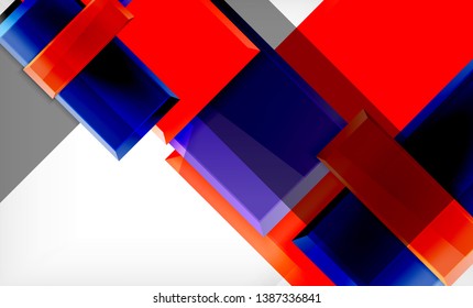 Bright colorful square shape blocks geometrical background, vector modern template