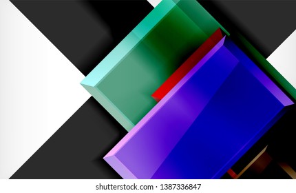 Forma cuadrada de color brillante bloques de fondo geométrico, plantilla vectorial moderna