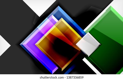 Bright colorful square shape blocks geometrical background, vector modern template