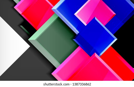 Bright colorful square shape blocks geometrical background, vector modern template