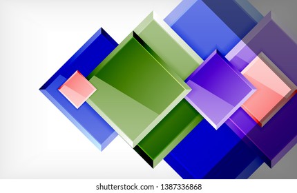 Bright colorful square shape blocks geometrical background, vector modern template