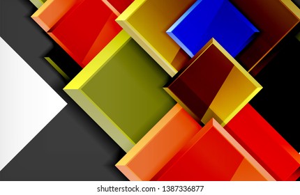 Bright colorful square shape blocks geometrical background, vector modern template