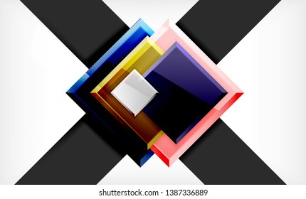 Forma cuadrada de color brillante bloques de fondo geométrico, plantilla vectorial moderna