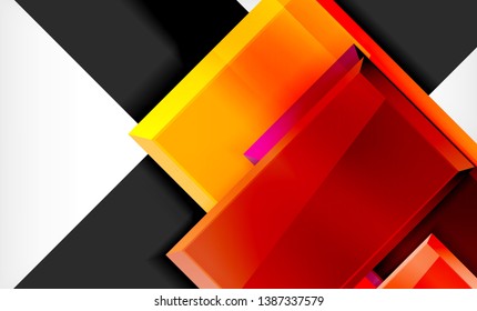 Forma cuadrada de color brillante bloques de fondo geométrico, plantilla vectorial moderna
