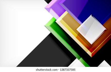 Bright colorful square shape blocks geometrical background, vector modern template