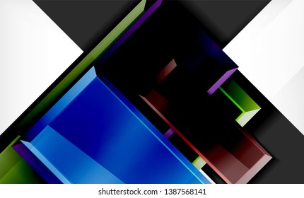 Forma cuadrada de color brillante bloques de fondo geométrico, plantilla vectorial moderna