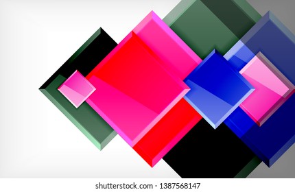 Bright colorful square shape blocks geometrical background, vector modern template