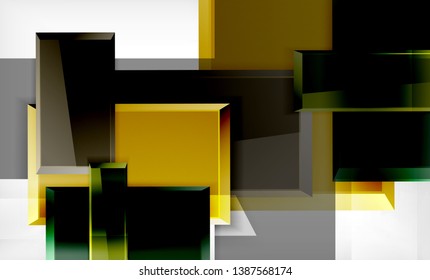 Forma cuadrada de color brillante bloques de fondo geométrico, plantilla vectorial moderna