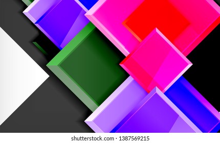 Bright colorful square shape blocks geometrical background, vector modern template