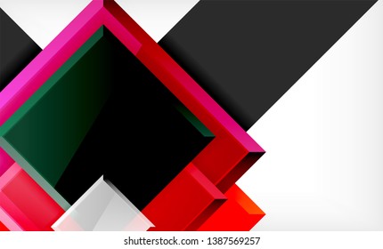 Bright colorful square shape blocks geometrical background, vector modern template