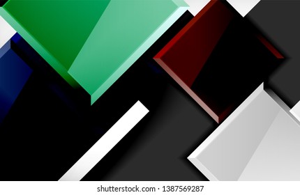 Bright colorful square shape blocks geometrical background, vector modern template