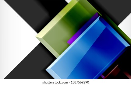 Bright colorful square shape blocks geometrical background, vector modern template