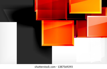 Forma quadrada colorido brilhante bloqueia fundo geométrico, vetor modelo moderno