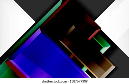 Bright colorful square shape blocks geometrical background, vector modern template