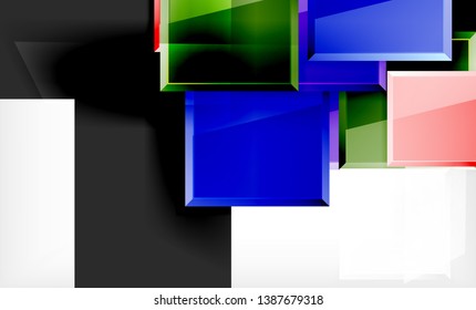 Bright colorful square shape blocks geometrical background, vector modern template