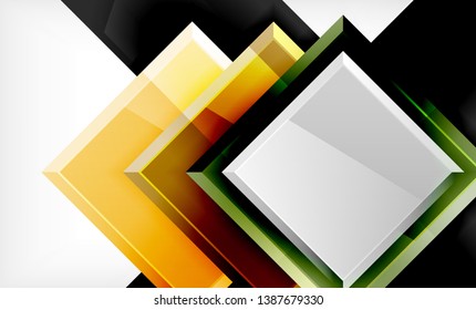 Bright colorful square shape blocks geometrical background, vector modern template