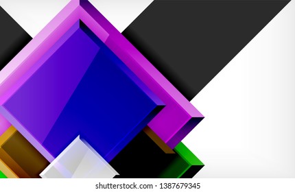 Bright colorful square shape blocks geometrical background, vector modern template