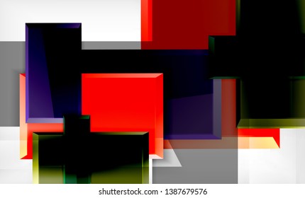Bright colorful square shape blocks geometrical background, vector modern template