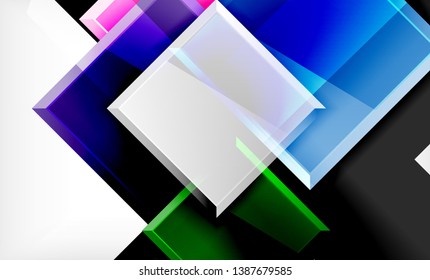 Bright colorful square shape blocks geometrical background, vector modern template