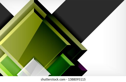 Bright colorful square shape blocks geometrical background, vector modern template