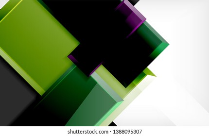 Forma cuadrada de color brillante bloques de fondo geométrico, plantilla vectorial moderna