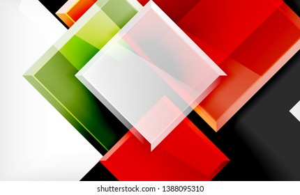 Bright colorful square shape blocks geometrical background, vector modern template