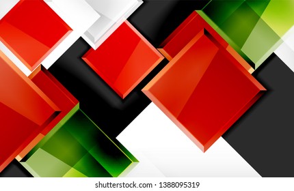 Forma cuadrada de color brillante bloques de fondo geométrico, plantilla vectorial moderna