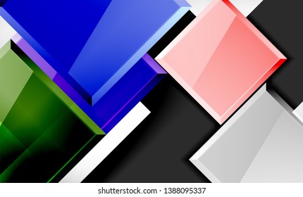 Bright colorful square shape blocks geometrical background, vector modern template