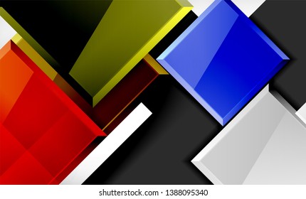 Bright colorful square shape blocks geometrical background, vector modern template