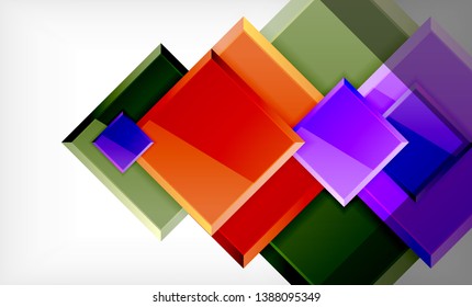 Bright colorful square shape blocks geometrical background, vector modern template