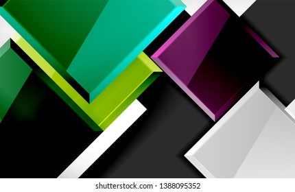 Bright colorful square shape blocks geometrical background, vector modern template