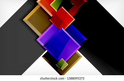 Forma cuadrada de color brillante bloques de fondo geométrico, plantilla vectorial moderna