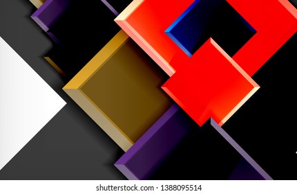 Bright colorful square shape blocks geometrical background, vector modern template