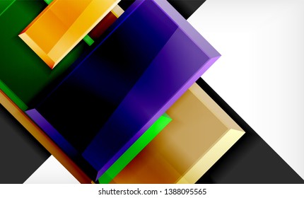 Bright colorful square shape blocks geometrical background, vector modern template