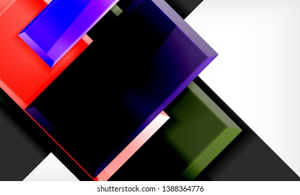 Forma cuadrada de color brillante bloques de fondo geométrico, plantilla vectorial moderna