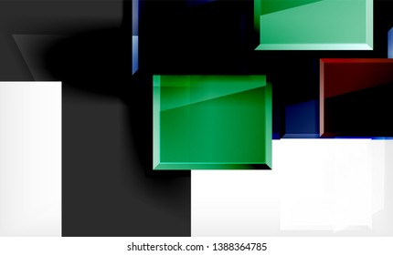 Bright colorful square shape blocks geometrical background, vector modern template