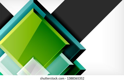 Bright colorful square shape blocks geometrical background, vector modern template