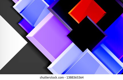 Forma cuadrada de color brillante bloques de fondo geométrico, plantilla vectorial moderna
