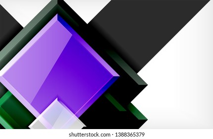Forma cuadrada de color brillante bloques de fondo geométrico, plantilla vectorial moderna