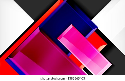 Bright colorful square shape blocks geometrical background, vector modern template