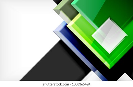 Bright colorful square shape blocks geometrical background, vector modern template